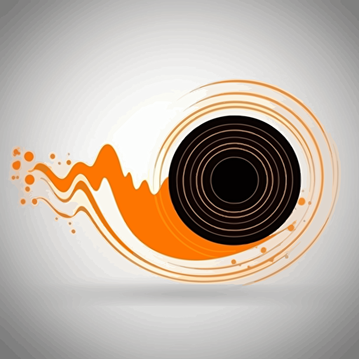 black sound wave vector abstract logo, orange background