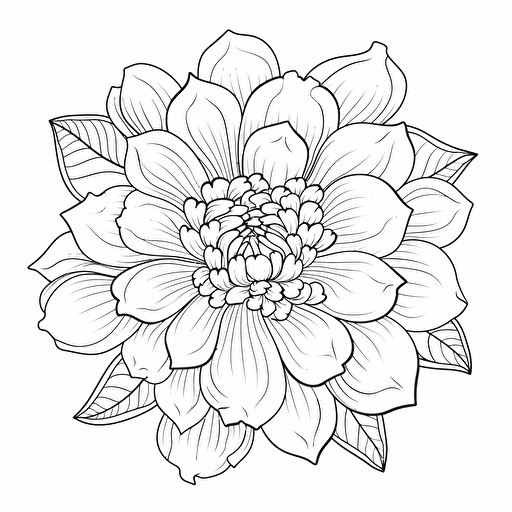outline japanese flower style No Shadow. Cartoon. Coloring page. Vector. Simple.