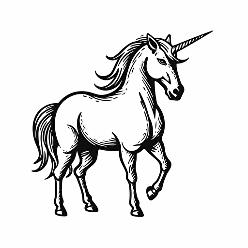 simple vector drawing outline of a unicorn