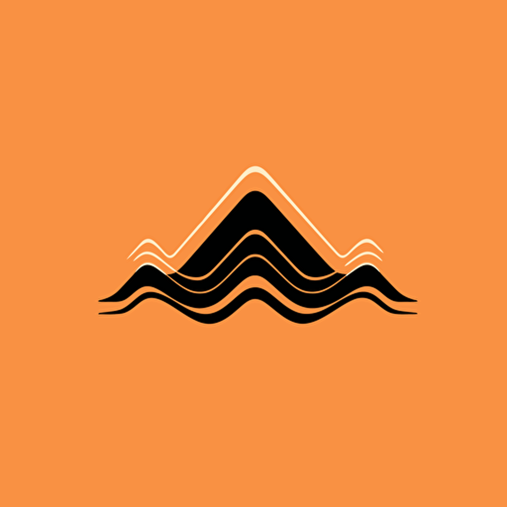 simple black sound wave vector abstract logo, orange background