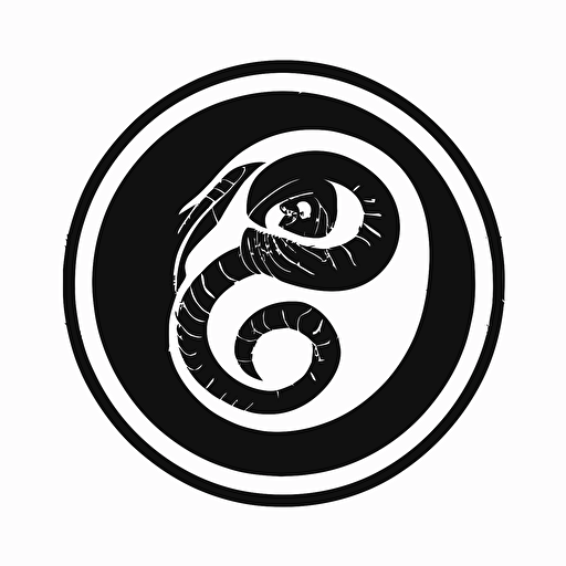 simple, modern iconic logo of circle snake black vector, on white background