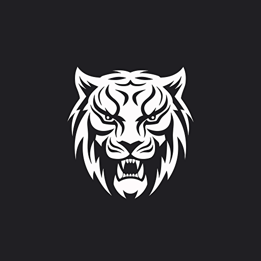 minimal line logo of a tiger head, vector