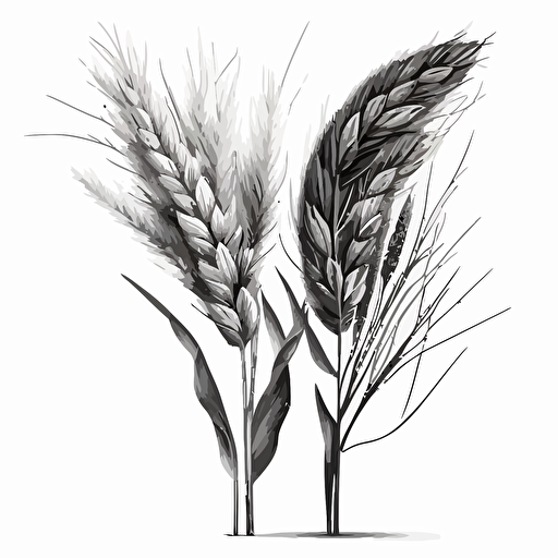 couple of barley, vector art, black and white, white background