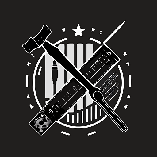 A logo mixing a film strip and a screwdriver, vector style
