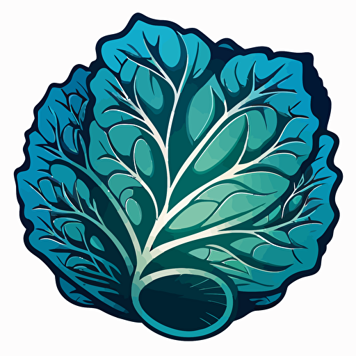a small stylized vector logo shaped like a cabbage, must be green and blue