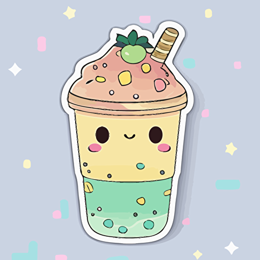 sticker flat vector art,2D kawaii, boba,cute,colorful disney-inspired