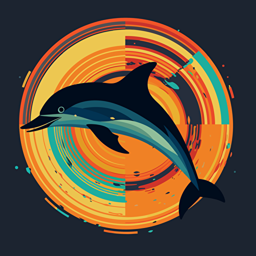 A Stochastic dolphin, flat design, vector art"