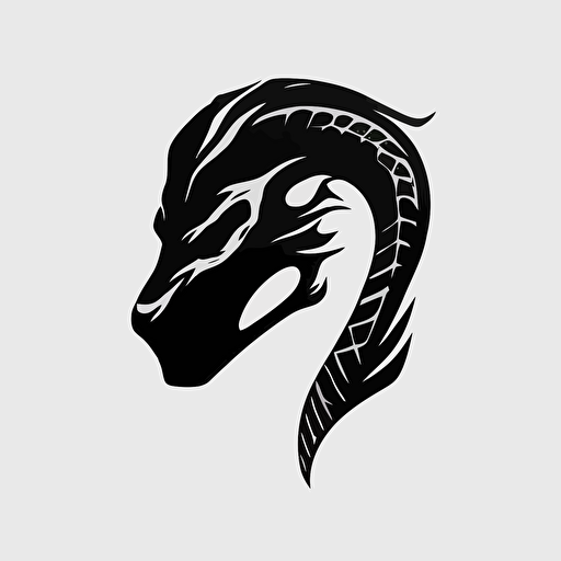 modern minimalist iconic logo of snake head black vector, on white background
