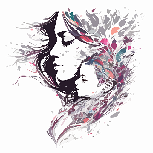 Mother love, vector art, white background