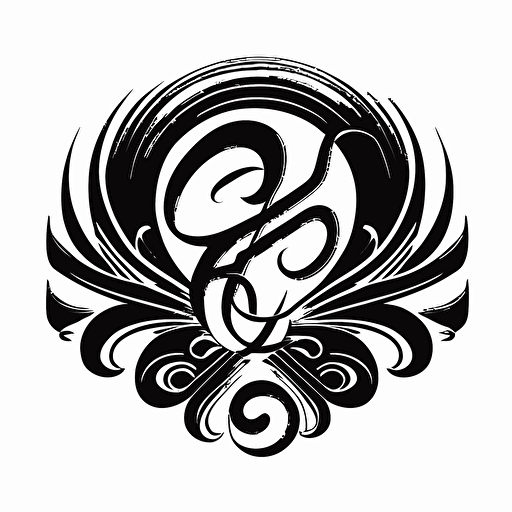 iconic logo symbolising harmony, retro pictorial, black vector on a white background