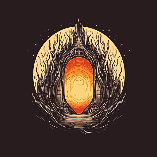 logo, magic portal, hand drawing, sketch, minimalism print, vector image