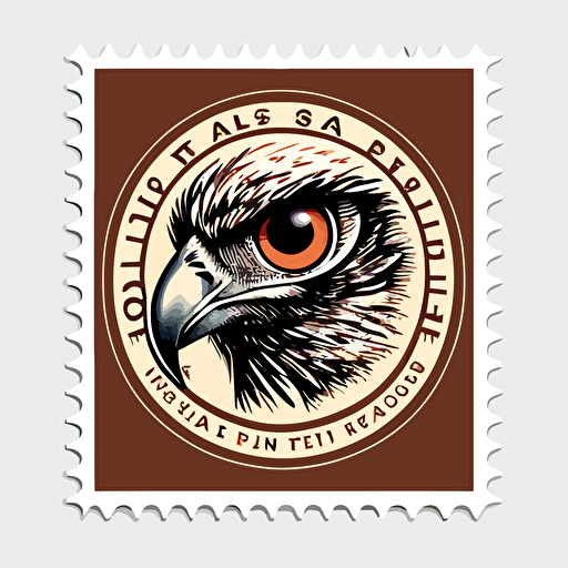 a stamp with an eagle and an eye on it in a flat vector art style