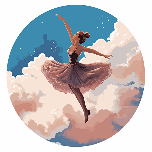 vector drawing ballerina dancing on the clouds disney style