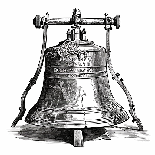 The Liberty Bell, detailed pen and ink drawing, vector image