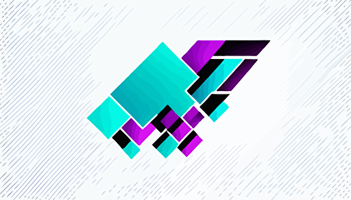 abstract vector minimalist logo , geometric, shadecell style for a machine learning , neural network and ai company, cyan and purple with white background