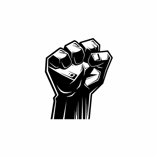 Logo of closed fist, minimalist icon, vector, black on white background