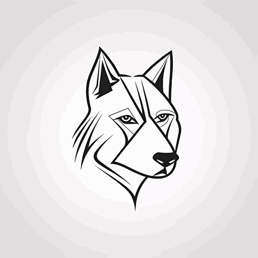 vector art of a husky, one line, logo style, black and white, white background, simplistic draw