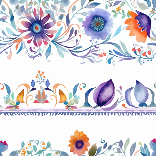 Boho art, watercolor flower border, minimalism white background vector