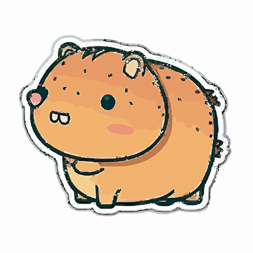 kawaii capibara, sticker, vector, white background, contour, cartoon style