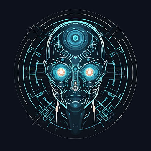 Artificial Intelligence Logo, sci-fi, vector art, minimalistic, simple