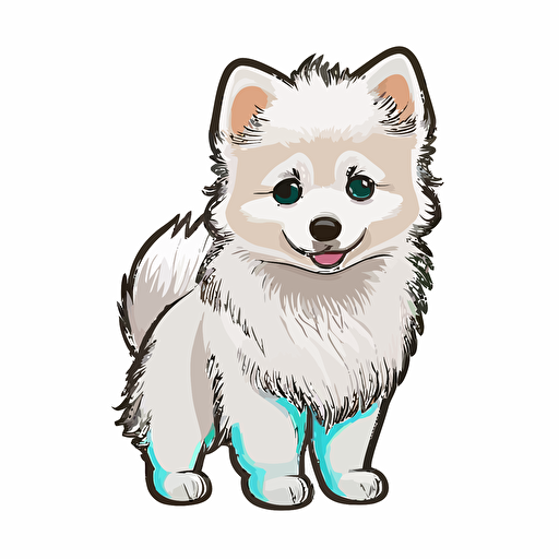 chibi American Eskimo Dog, twitch emote, no background, vector design,