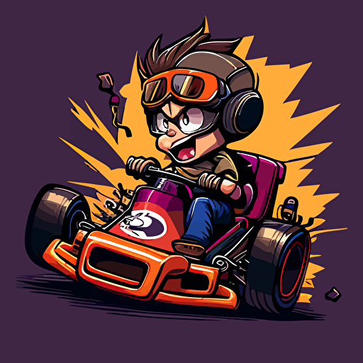 a go kart cartoon vector style, extremely detailed