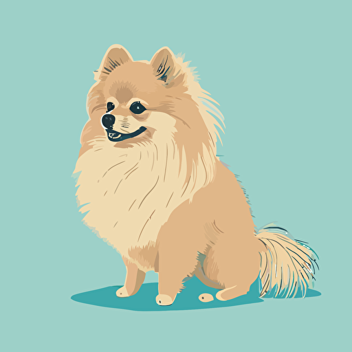 Pomeranian dog illustrator vector art flat colour simple solid background