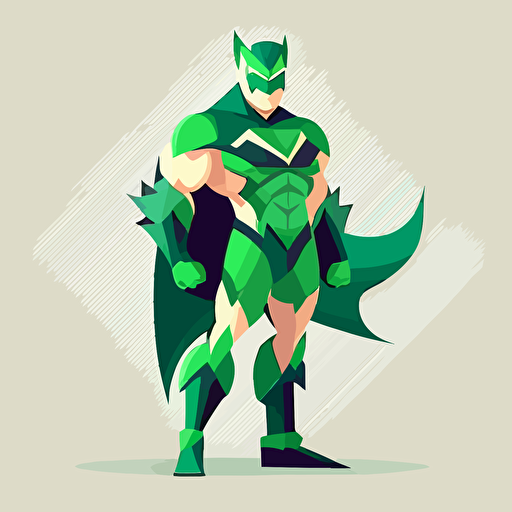 simple vector illustration of environmental superhero, in the superhero style costume, green colors, minimum details flat design, use Tatar ethno pattern