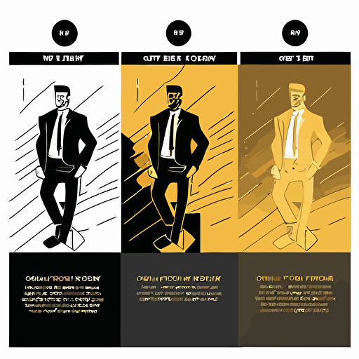 create a vector who shows a onboarding process colours gold black white