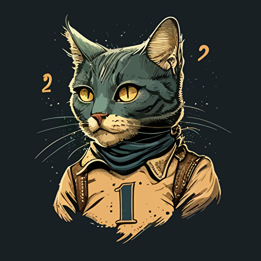 na ilustración de personaje de dibujos animados de gato lindo de pelo corto europeo de cabeza grande, con el numero 13 en la cabeza o en un collar, en estilo de arte BAYC NFT, imagen de exhibición de arte NFT, estilo ciberpunk, ropa de hip hop, ilustración de vector plano simple, mascota de juego