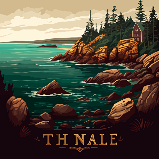 The coast of maine, shore line vector image
