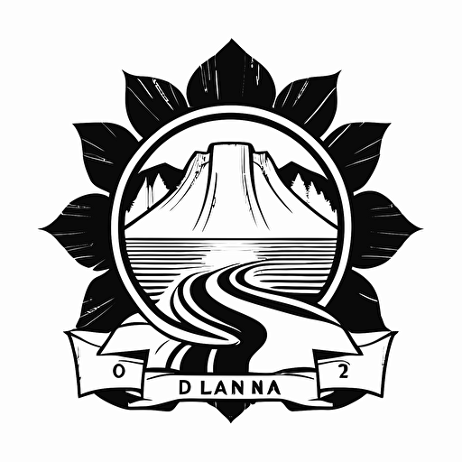 clean, minimalist, emblem for a water dam, black and white, vector logo