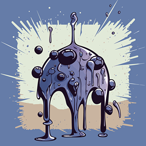 simple painting of a delicious blueberry melting away into the scene, simple form background, leave a lot of negative space, liquid, vector, desaturated colour drips, graffiti, artificial, highres