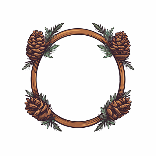 Vector cartoon FRAME crest of a pine cone white background