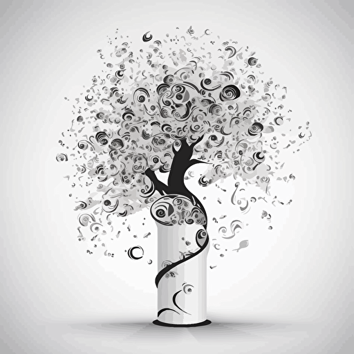 imagine a tree made out of toilet paper, beautiful design, stylized, white background, vector, splash art
