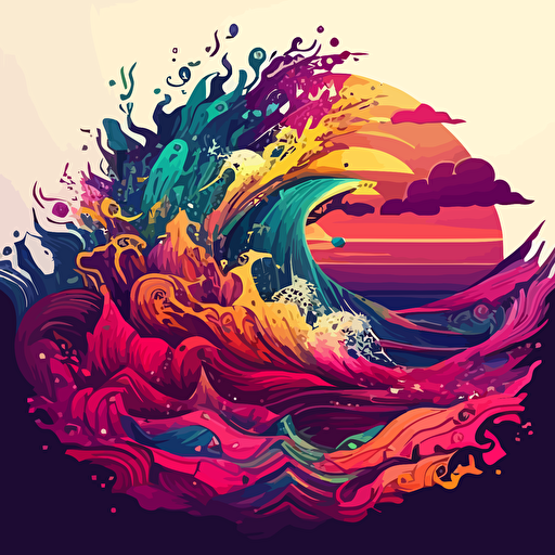 sea, wave, vector, colorfull