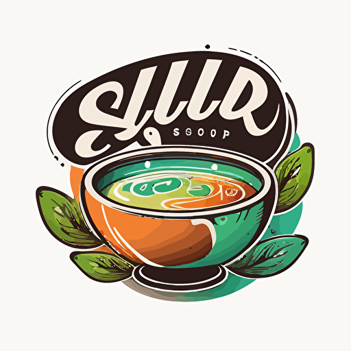 soup bowl logo that pops out, vector illustration on a white background