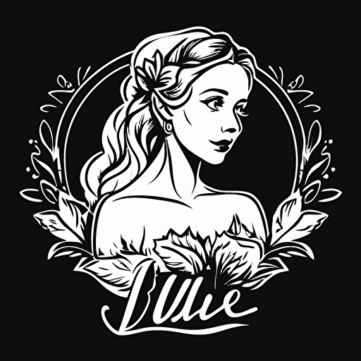 Bride by lulu, logo vector logo, vector design, logo design, design ideas, black and white, classic lineart design
