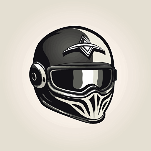 a simple logo for a automotive race shop, vector, bobble head, race helment, race suit.