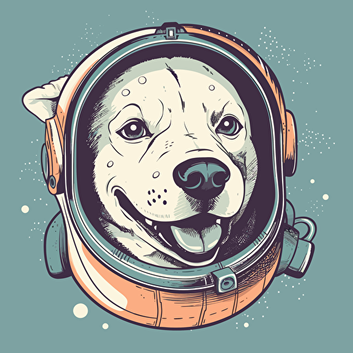 Vector illustration of funny, happy dog with a space helmet on his head