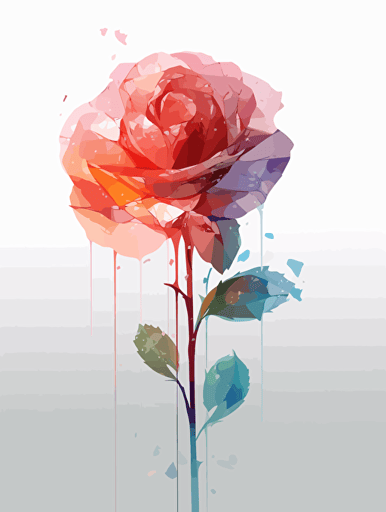 A rose，modern minimalist illustration，change Fresh, A clean background, Gradient color, Vector，White background