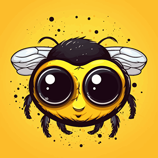 FLYING AI MAKE A CLIPART VECTOR CUTE YELLOW AND BLACK BEE WITH WITH BEAUTIFUL EYES AND LONG EYELASHES