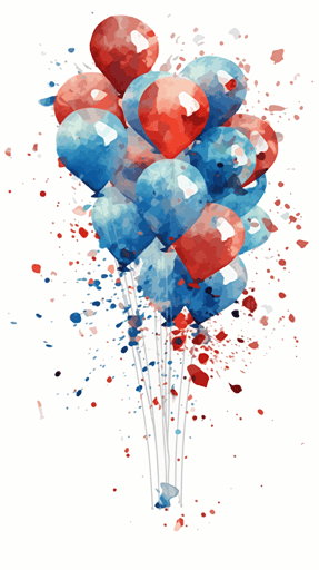 july 4th red blue white 2d vector america clipart style watercolour