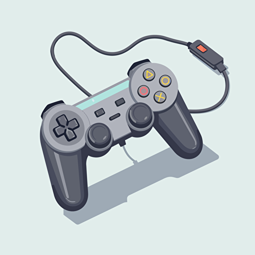 vector illustration of gamepad and cable