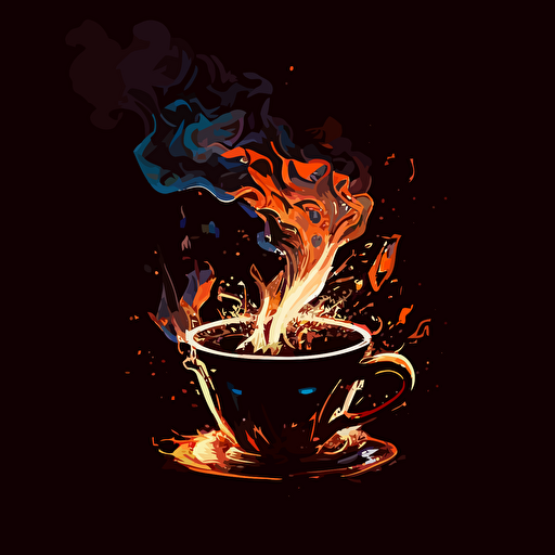 a vector image of coffee on fire