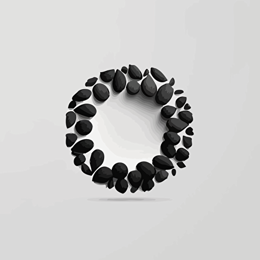 circular logo, nuts, black and white, vector, simple, modern, minimalist, white space, white background