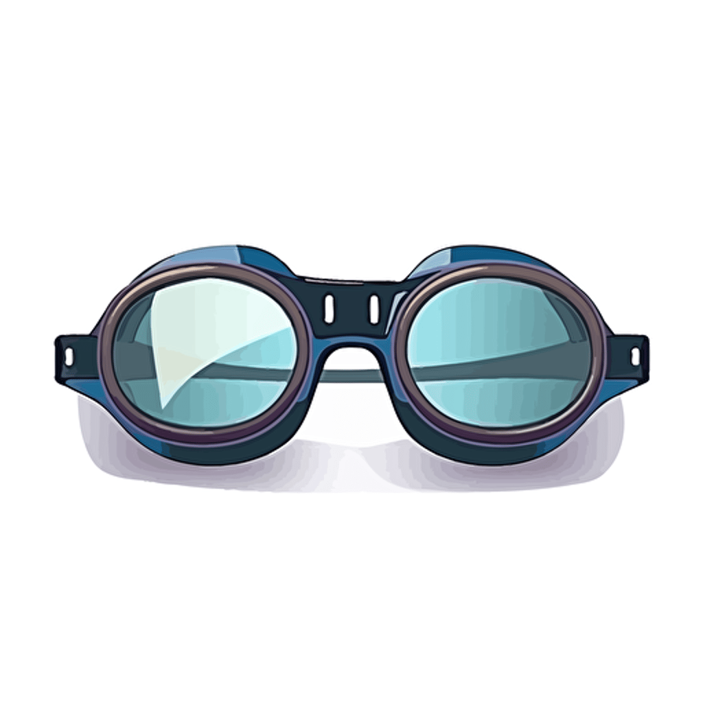 vector drawing of swim goggles, front view, opaque lenses, flat color, retro styling