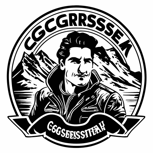 grossglockner logo with motorcycle driver, vector, black and white