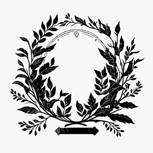 roman laurel leaves circle, logo design, vector, svg, lineart, illustrator, transparent background, black and white