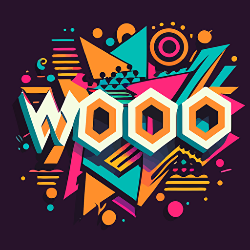 Design a logo for "woohoo" in text. Geometric, vivid color, simple vector, memphis style, genz taste